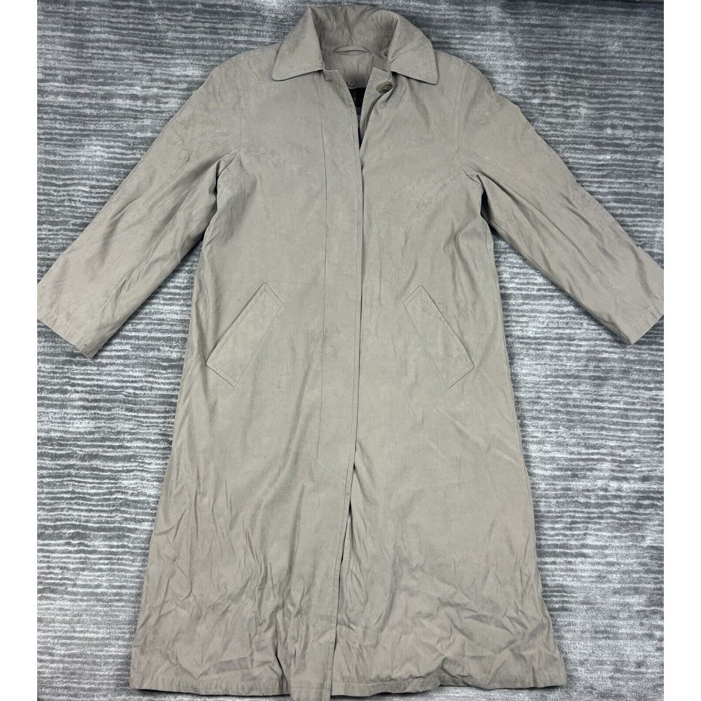 Liz Claiborne Jacket Womens 8 Beige Wool Blend Lined Long Trench‎ Coat